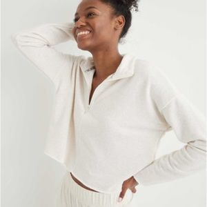 Aerie Sunday Soft Cropped Quarter Zip Sweatshirt